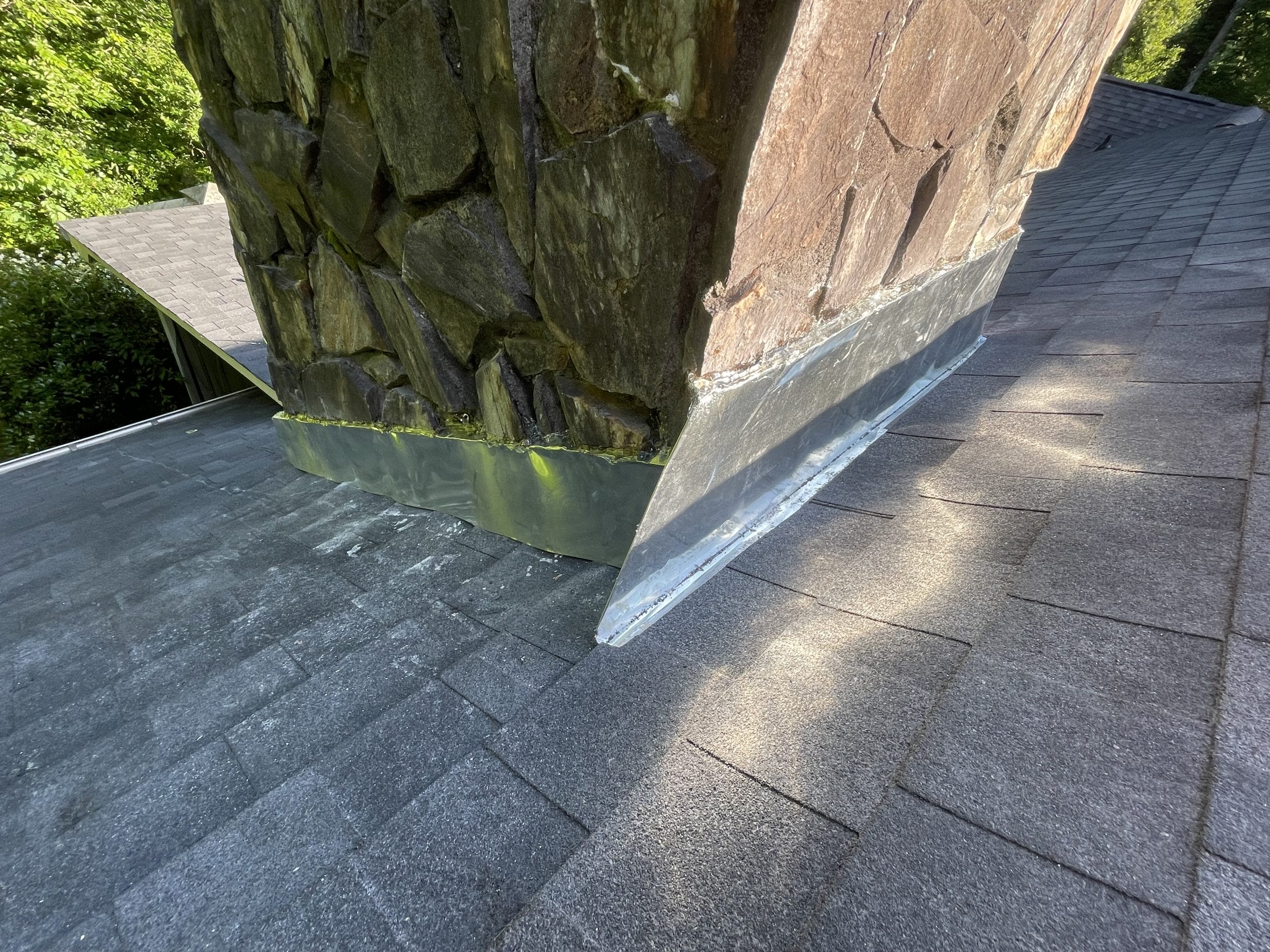restored roof around chimney